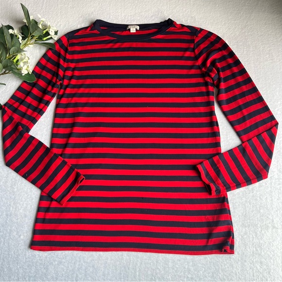Gap Sz S Red Striped T-Shirt Long Sleeve - Picture 1 of 7